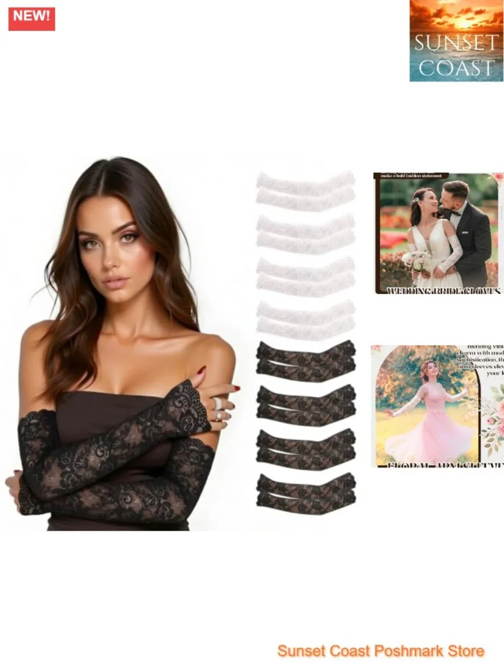 Lace Arm Sleeves Women Elbow Length Floral Hollow Gloves Bridal Cosplay